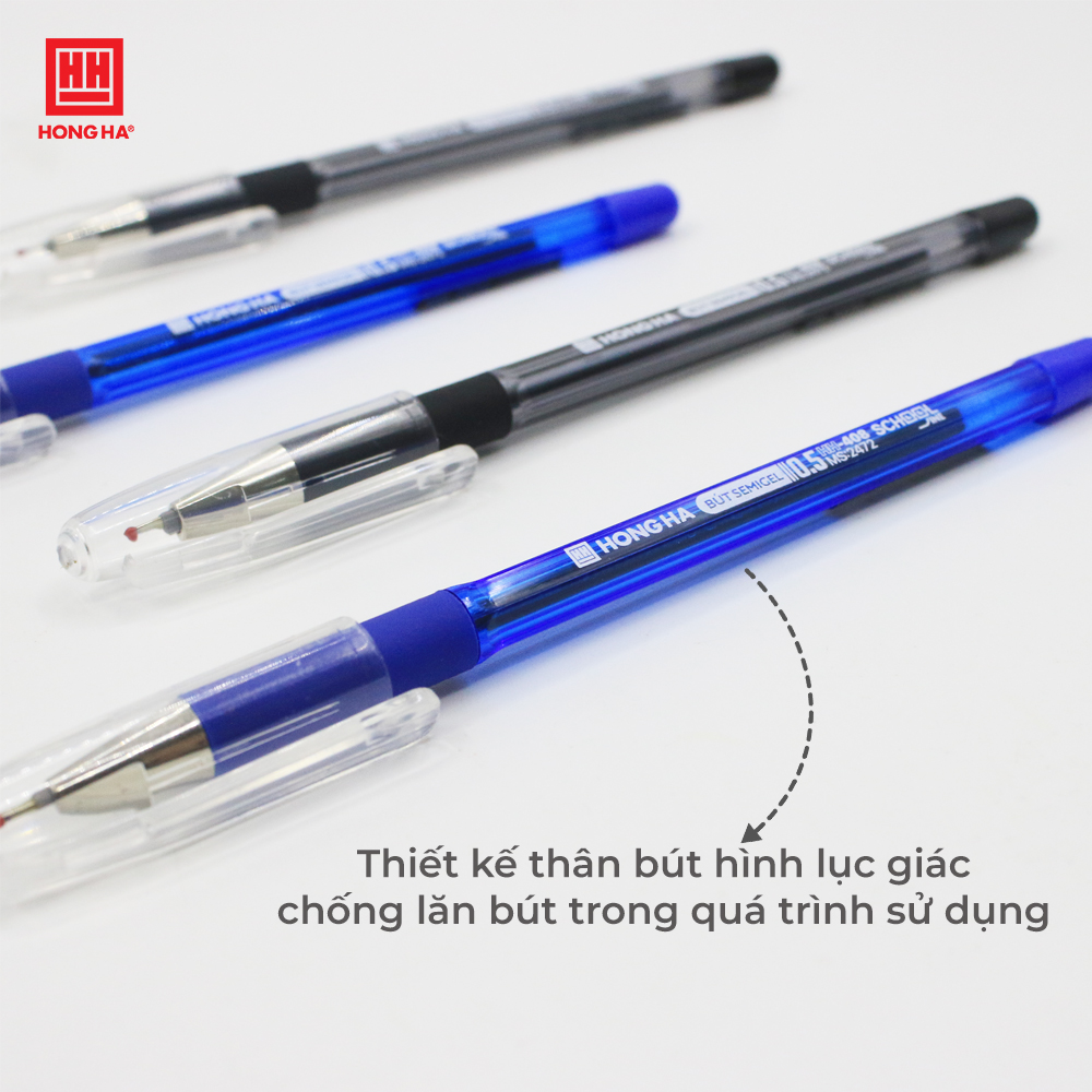 Bút Semi-gel Hồng Hà đầu ngòi 0.5mm cho nét viết êm, trơn - 2472