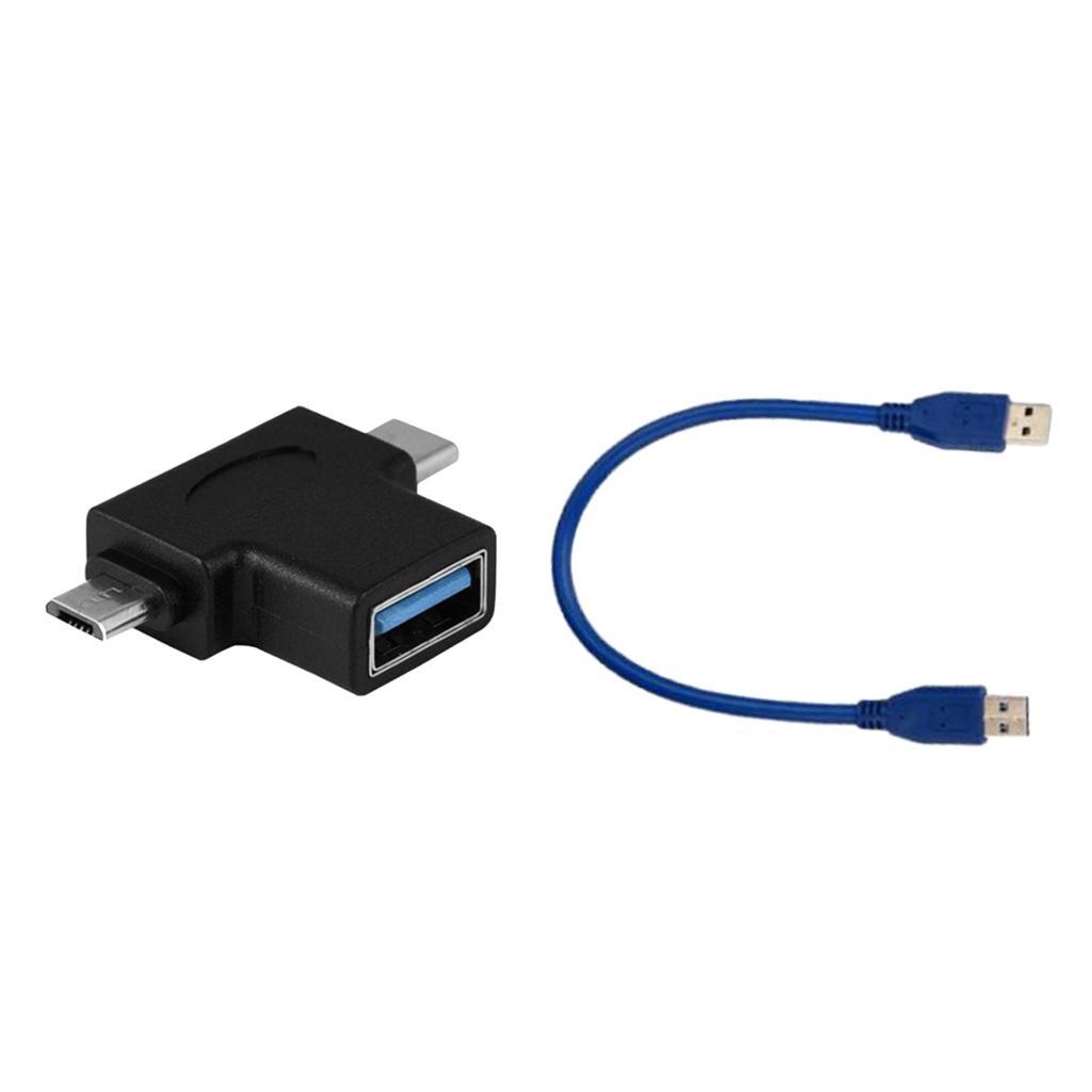 Multi-Port USB-C Micro USB To USB Converter with USB Male Extension Cable