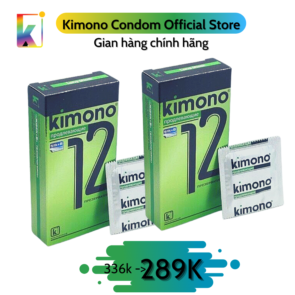 Combo 2 hộp Bao cao su Kimono Green Siêu mỏng 0.03mm - Kéo dài thời gian - Loại 12 bao/hộp