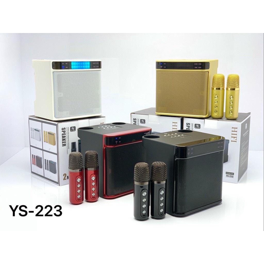 Loa Karaoke YS 223 Kèm 2 Micro Không Dây, Kiêm Bluetooth, Thẻ Nhớ, TF, USB Cổng AUX 3.5 Nhỏ Gọn. Âm Thanh Chất Lượng.