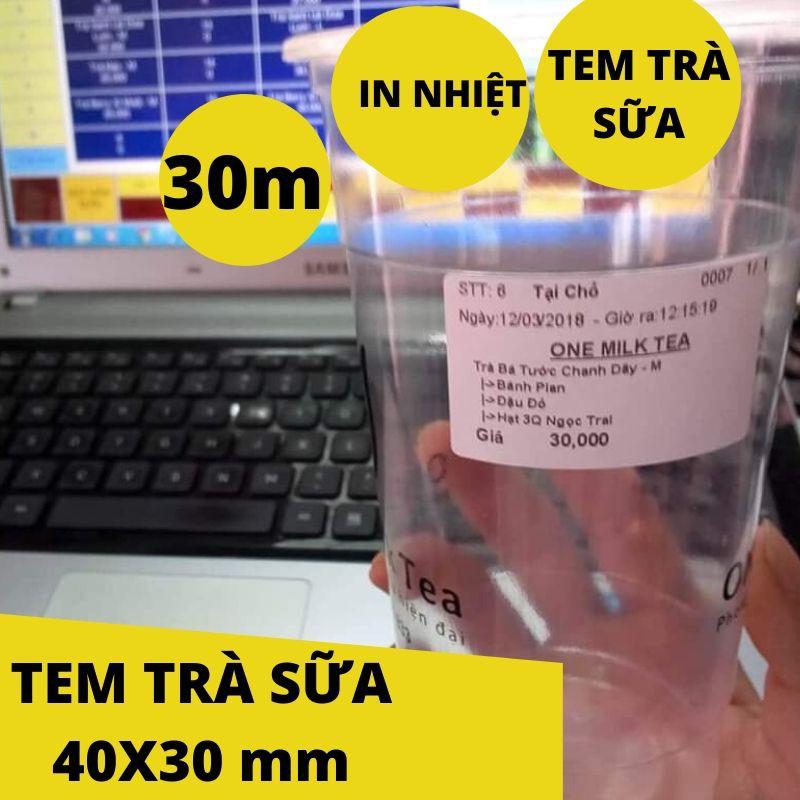 Giấy in tem, giấy in mã vạch, tem trà sữa 40x30