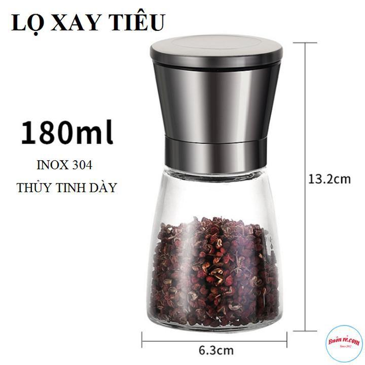 Lọ Xay Tiêu Inox Thân Thủy Tinh Cao Cấp 00632