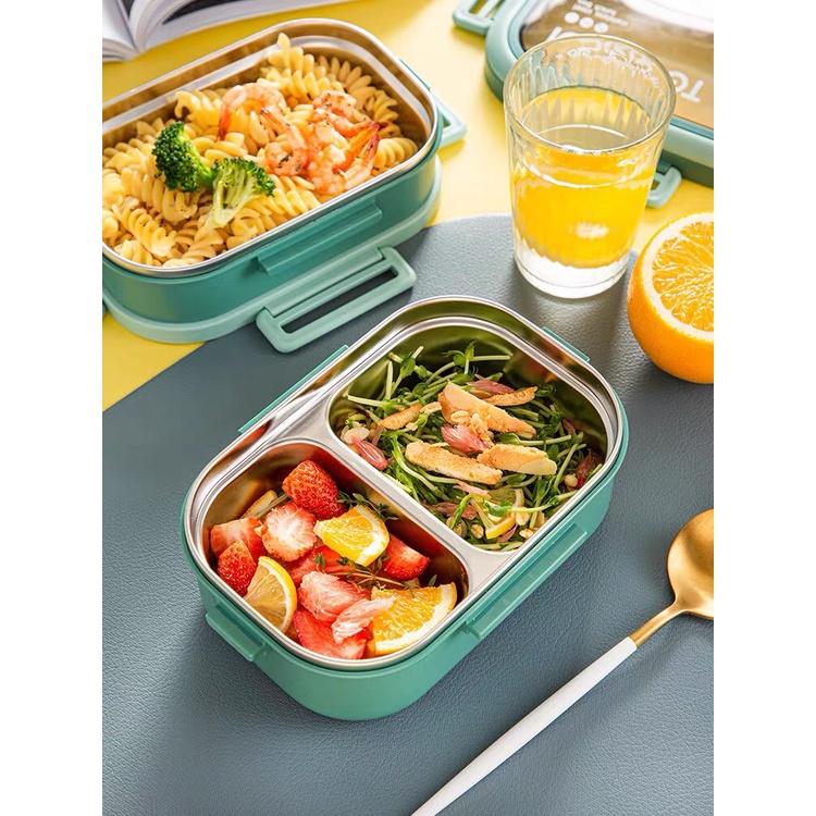 Combo Hộp Cơm TEDEMEI Lúa Mạch 2 Tầng Ruột Inox 304 Giữ Nhiệt Cực Tốt + Túi Giữ Nhiệt + Bộ Thìa Dĩa - Sang Xịn Bền Tốt - Hàng Chất Lượng KST