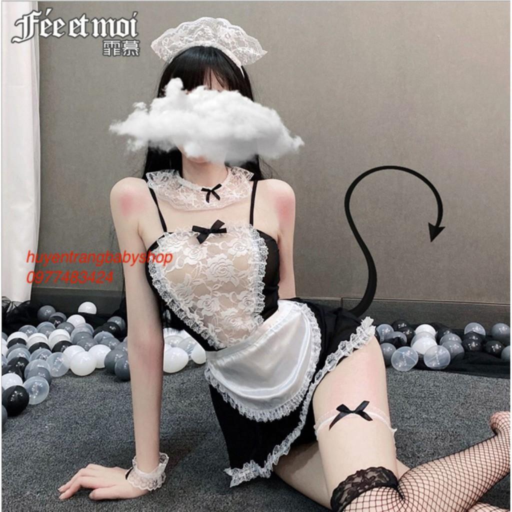 Cosplay cô gái nội trợ ( phụ kiện gồm 2 vòng chân , tạp dề, bờm vải, quần chip ) 1255