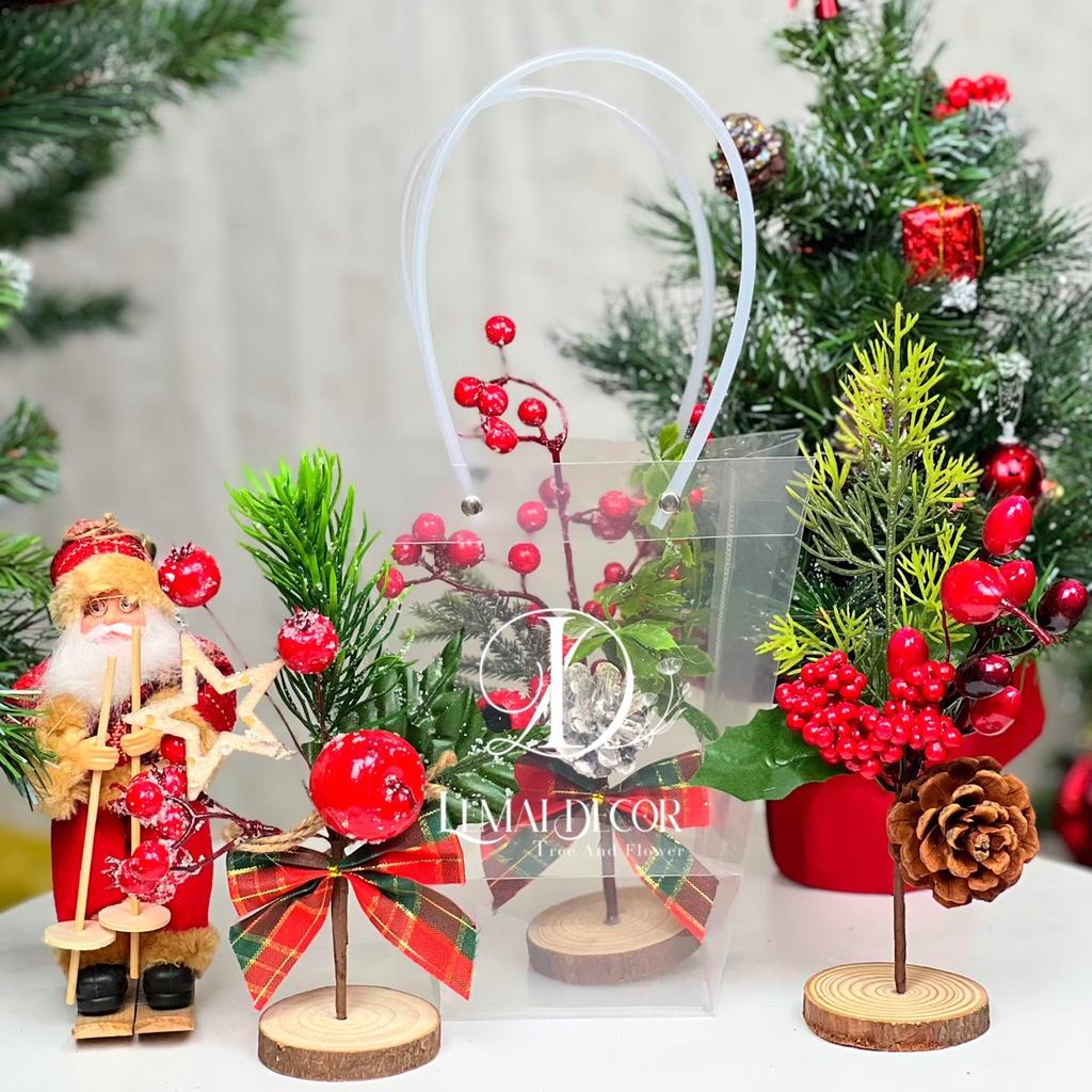 Cành thông noel để bàn - phụ kiện trang trí noel decor xinh - phụ kiện chụp hình