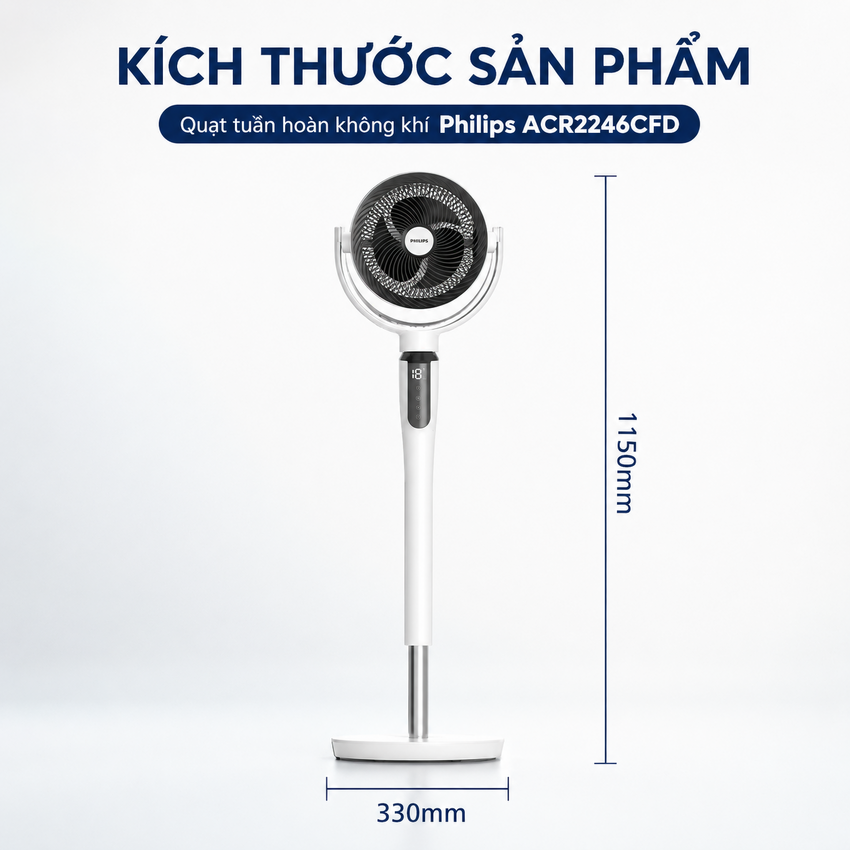 Quạt Tuần Hoàn Không Khí Philips ACR2246CFD Serial 2000, Động Cơ Inverter, Gió Mạnh Êm, Tiết Kiệm Điện. Hàng chính hãng