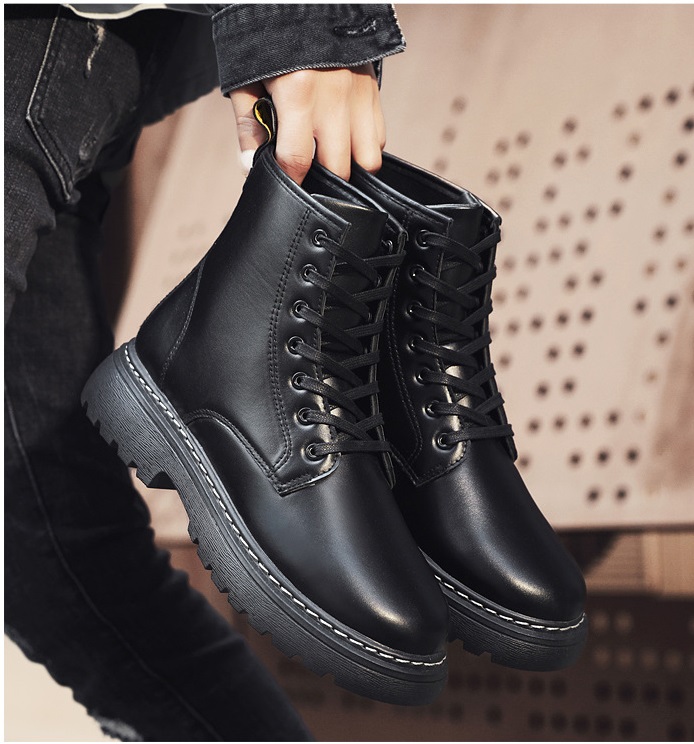 Giày boots nam da láng, giày bốt nam phong cách lính SM024