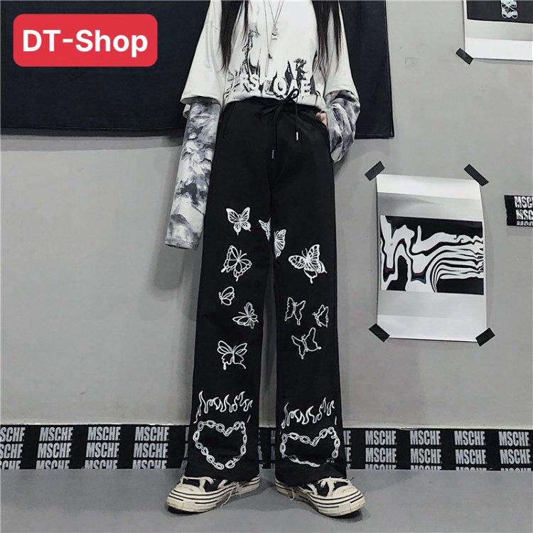 Quần ống Rộng Nam Nữ Mẫu Mới  Quần Ống Suông in Hình Bướm Phong Cách Nhật Bản Trẻ Trung Thời Trang Năng Động