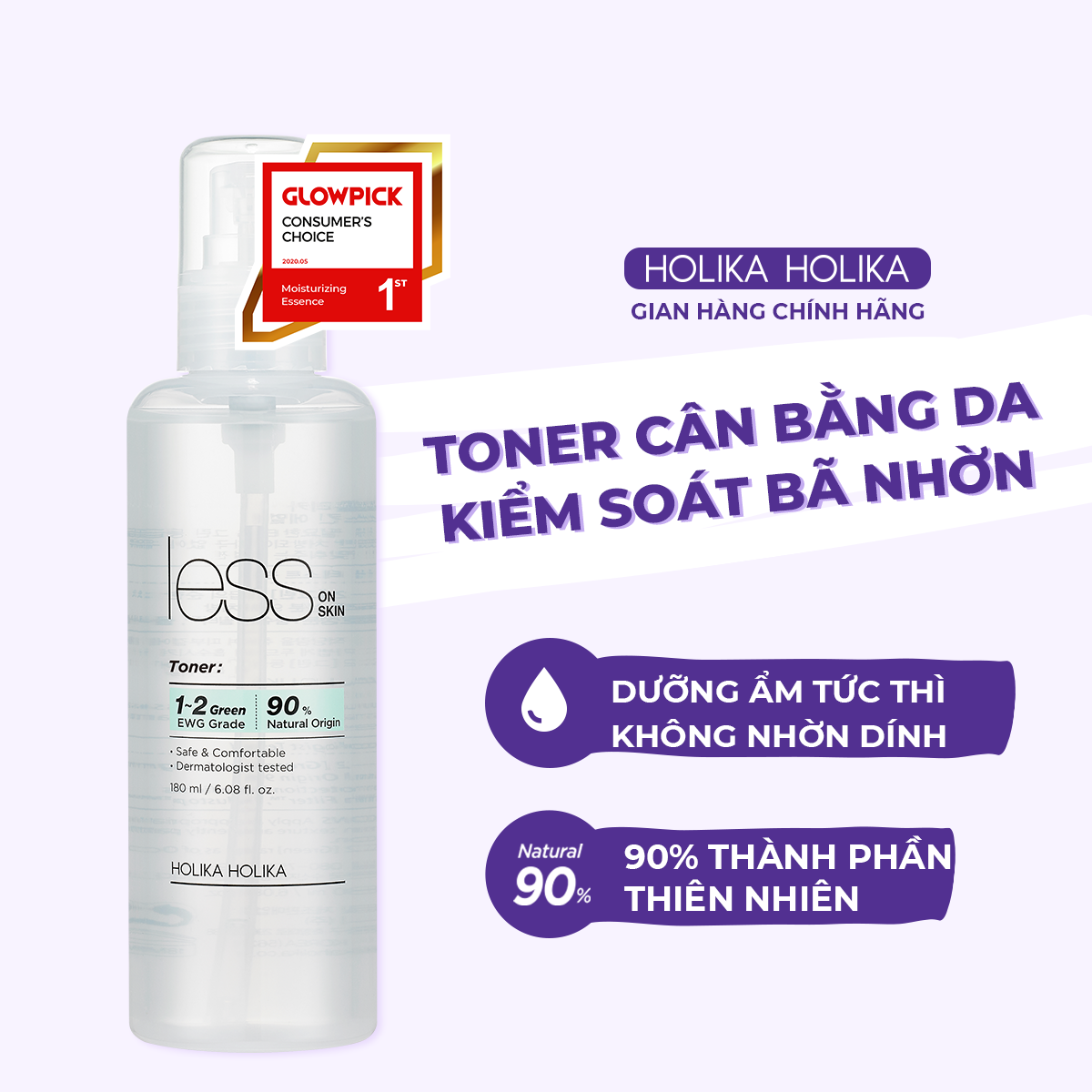 Nước hoa hồng Holika Holika Less On Skin Toner 180ml