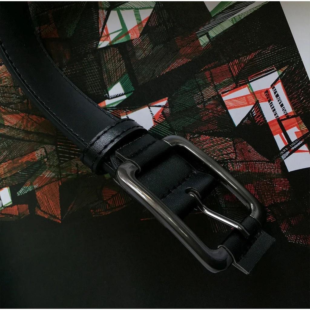 Thắt Lưng Nam Nữ DG - Dây Lưng Nam Nữ Unisex Mặt Kim Loại Da PU Hàn Quốc Mặt Vuông Màu Đen Đẹp - DG - Camcamvintage