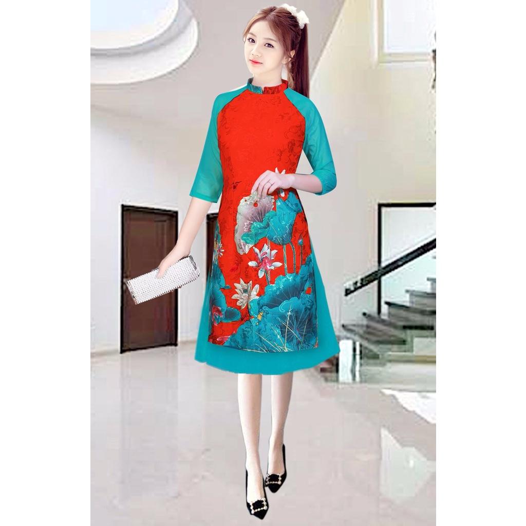 GIÁ XƯỞNG - Áo dài cách tân gấm in 3D