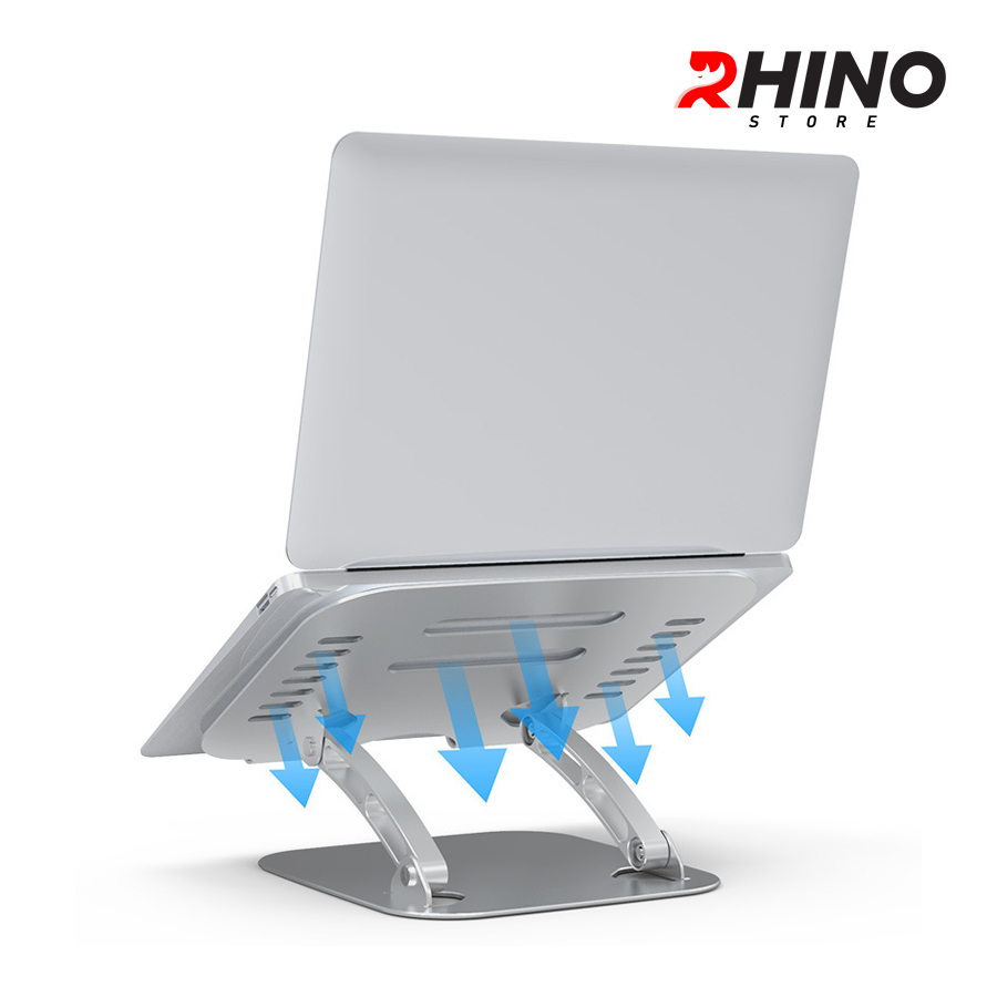 Kệ đỡ Laptop tản nhiệt Rhino KL201, giá đỡ máy tính nhôm cao cấp, gấp gọn - Hàng chính hãng