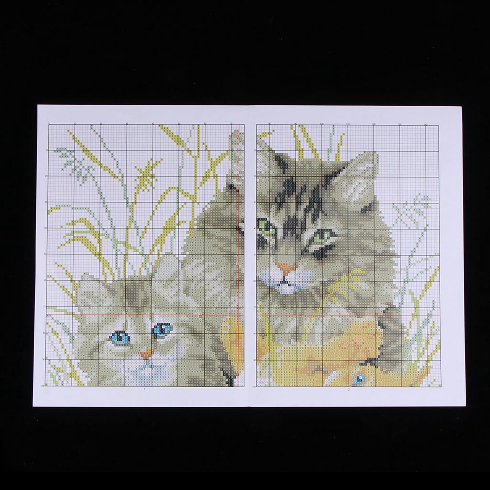 Stamped Cross Stitch Kits Printed Cat Family Pattern 14CT Embroidery Crafts