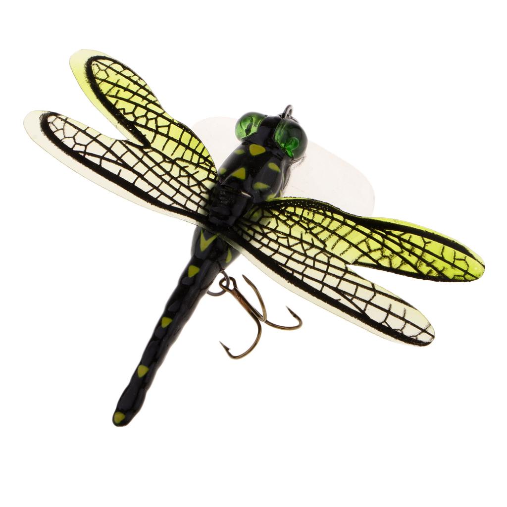 2 Popper Fishing Bait Life-like Dragonfly Floating Fly Fishing Flies Color F