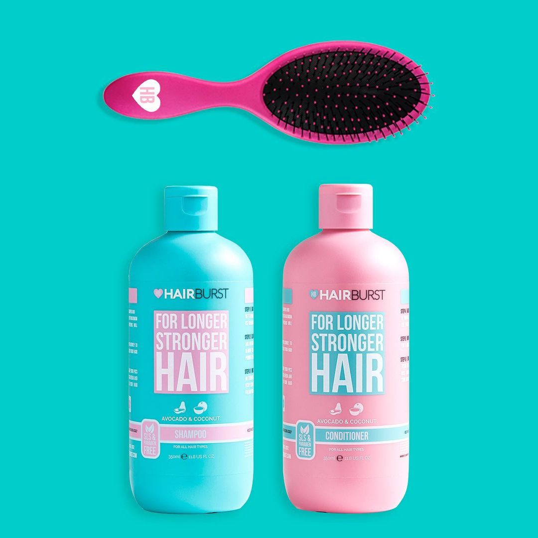 Combo Gội Xả HAIRBURST Kích Thích Mọc Tóc For Longer Stronger Hair 350ml/Chai+ Tặng Kèm Túi Đựng Mỹ Phẩm