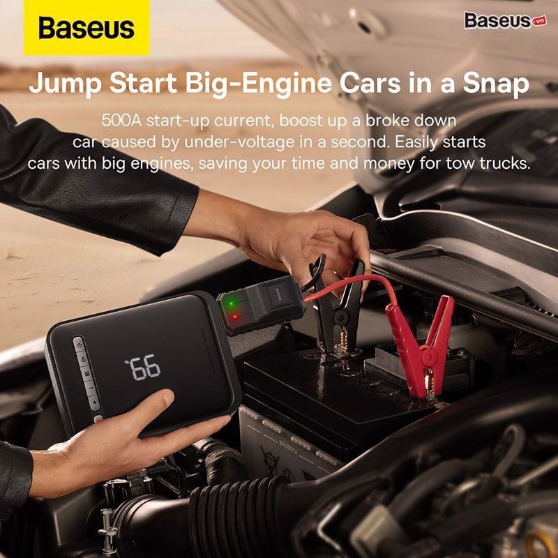 Bơm Lốp Đa Năng Kiêm Kích Bình Ô Tô Baseus Super Energy 2-in-1 Jump Starter Sạc Pin Cầm Tay 8000mAh CGCN000001- Hàng chính hãng