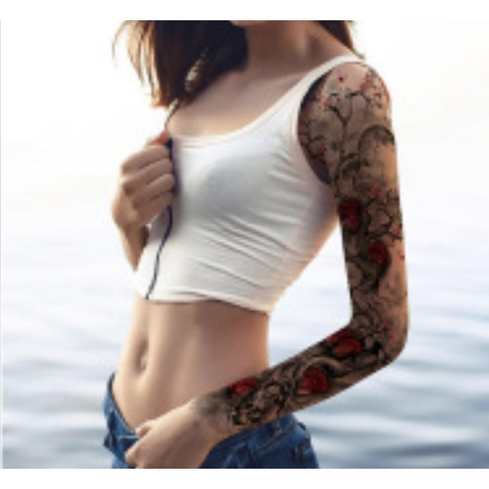 Combo 2 tấm hình xăm đầu lâu đẹp kín tay màu 17x48cm- mua 2 combo tặng 1 bắp tay xinh