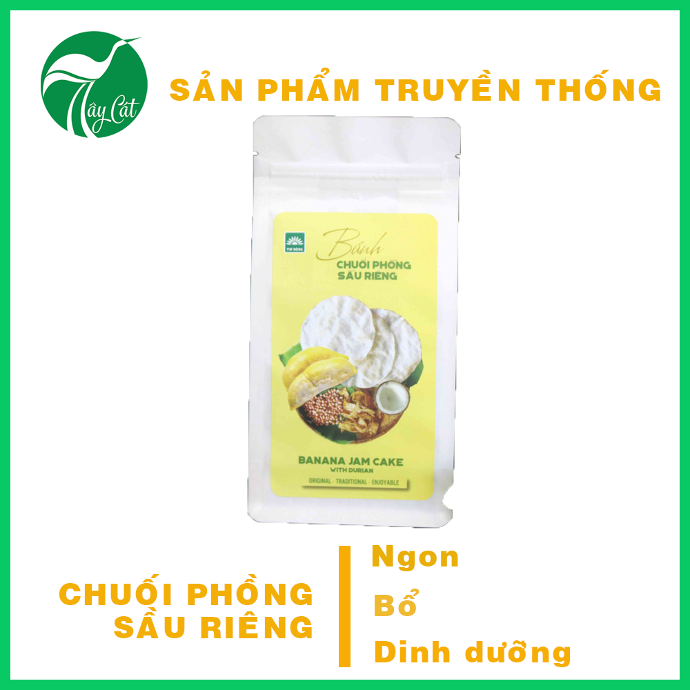 Bánh chuối phồng sầu riêng Tư Bông túi giấy 100gr- Món ngon hương vị sầu riêng- Đặc sản Đồng Tháp