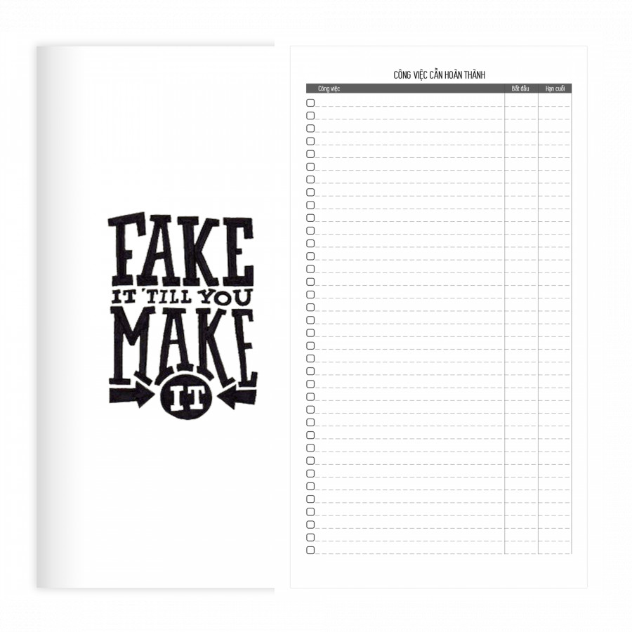 Sổ tay planner Bìa fake it do it Sổ &quot;việc ngập mặt&quot;  kích thước 21x11 60 trang