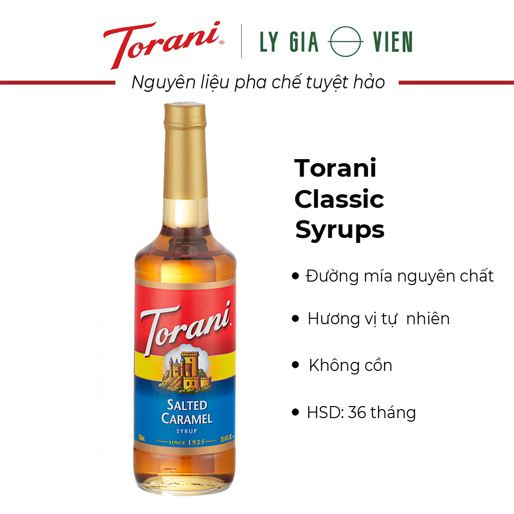 Siro Vị Caramen Muối Torani Salted Caramel Syrup 750ml Mỹ - Hương Vị Caramel Bơ Kèm Ít Vị Mặn