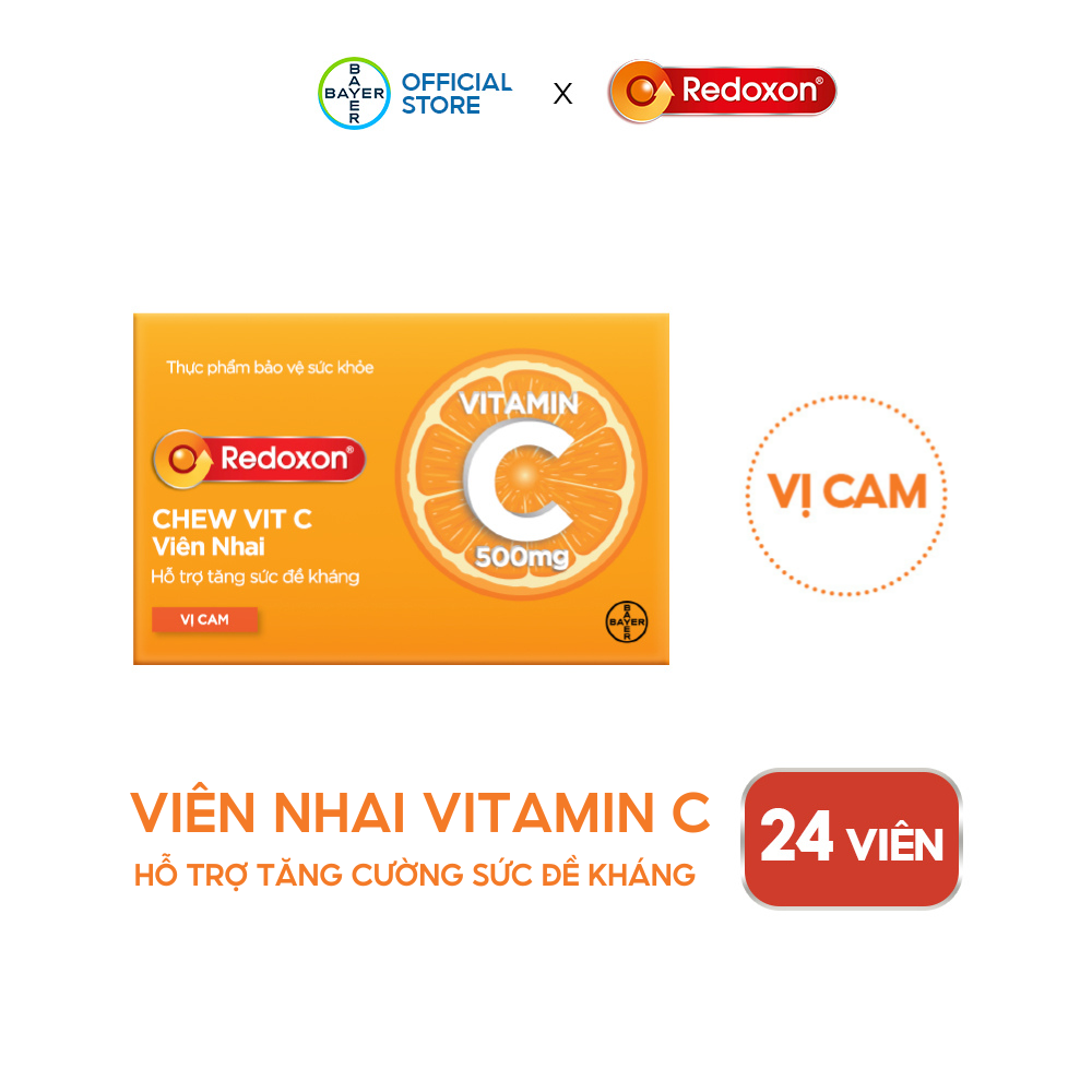Viên Nhai Vitamin C Hỗ Trợ Tăng Sức Đề Kháng REDOXON Chew Vit C Hộp 24 Viên Thực Phẩm Bảo Vệ Sức Khỏe Dành Cho Mọi Lứa Tuổi