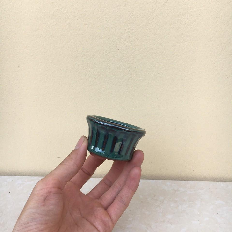 Chậu bonsai tròn loe mini men hỏa biến gốm Bát tràng 1 size BM-16