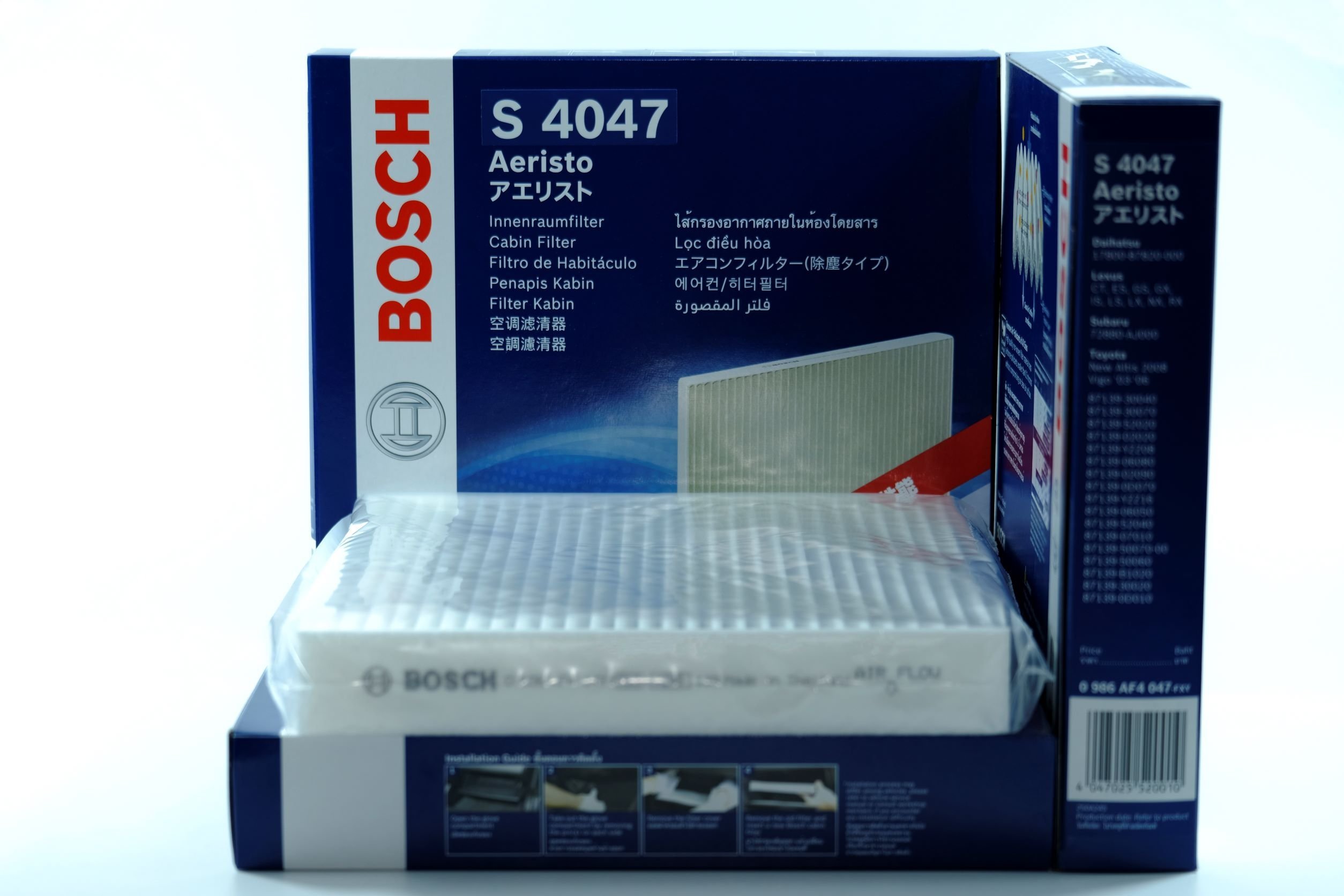 Lọc Gió Điều Hòa Loại Tiêu Chuẩn BOSCH Mã S4047 Dành cho Xe Toyota Innova, Fortuner, Camry, Vios.. .Lexus LX 570,GS300..