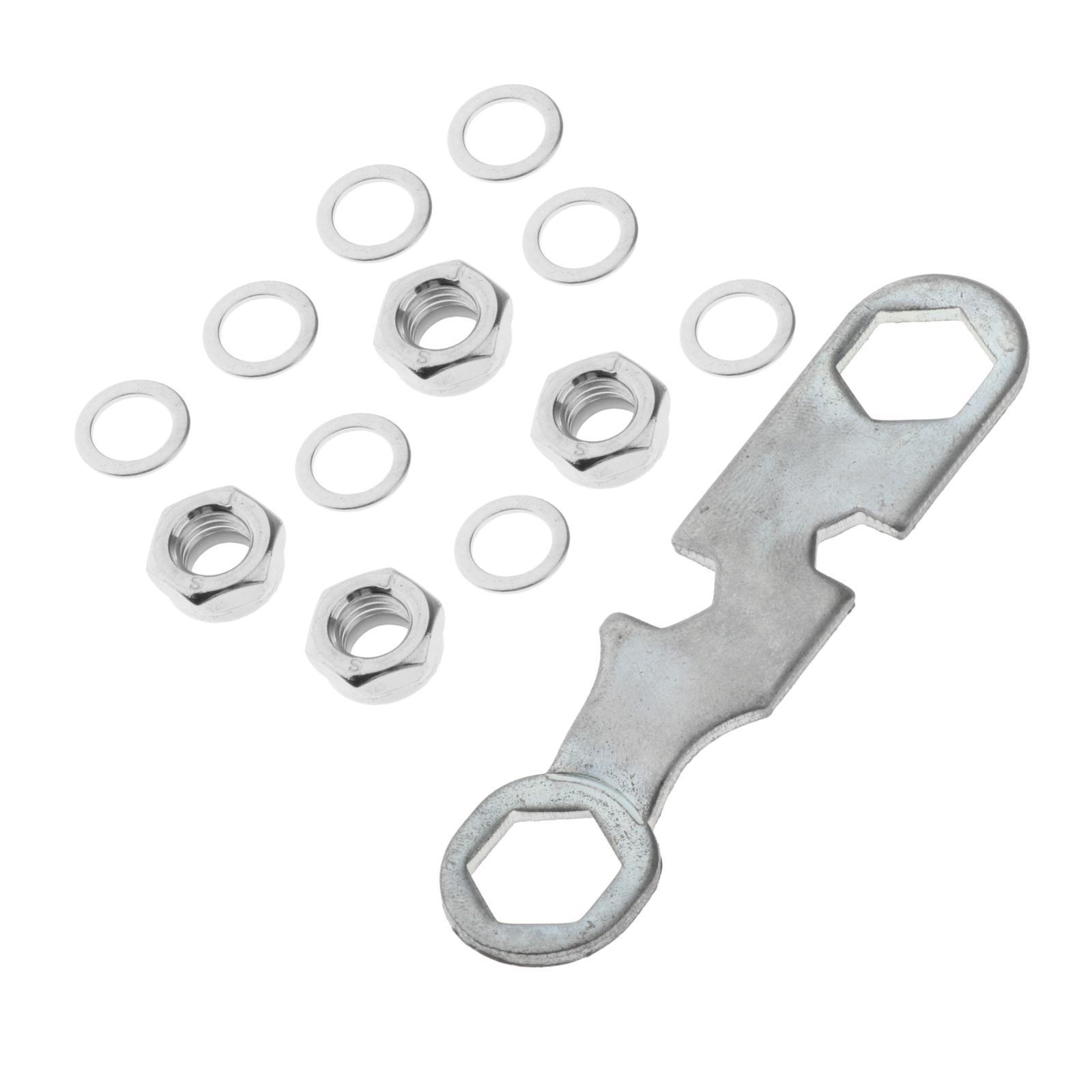 4 Pieces Skateboard Longboard Trucks Axle Nuts , 8 Pieces Alloy Washers Spacer Set with 1 Piece Wrench Multi Tool