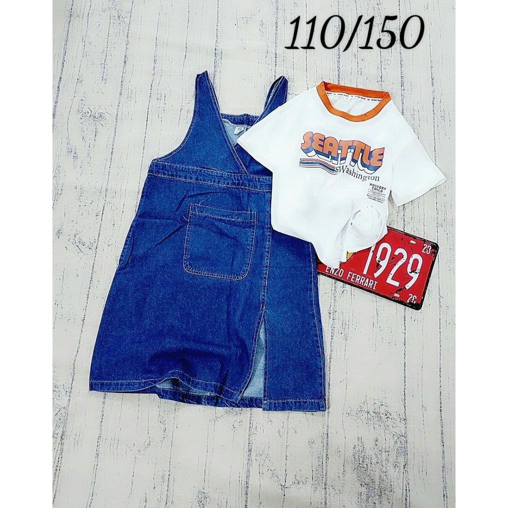Bộ yếm jeans phong cách cho bé gái size 20-35kg hàng Quảng Châu cao cấp
