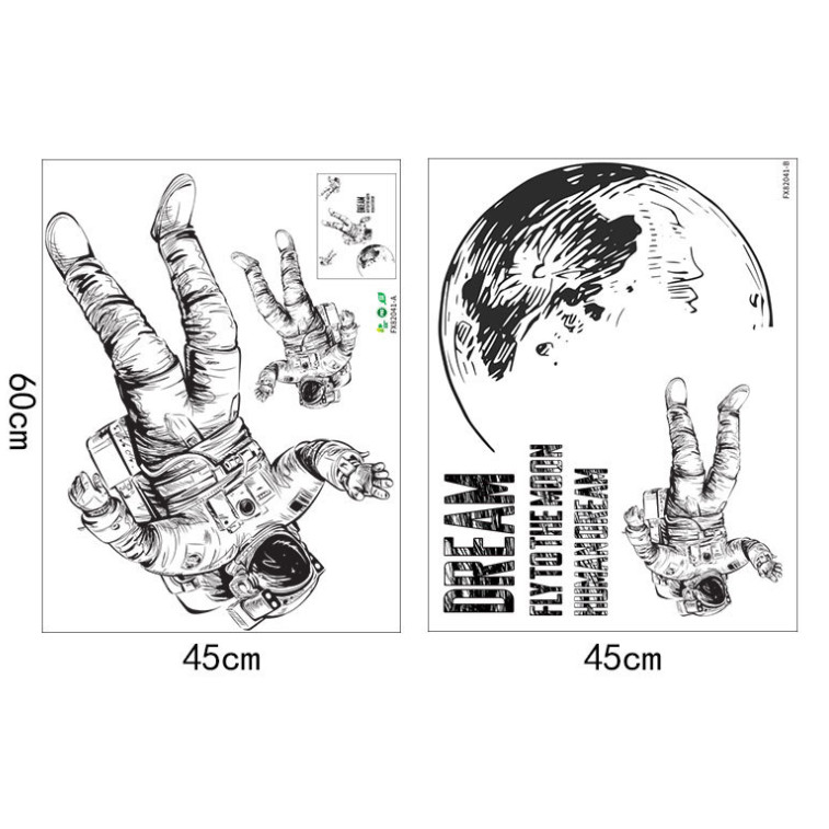 Astronaut 3 phi hành gia - Decal 3D hình dán trang trí