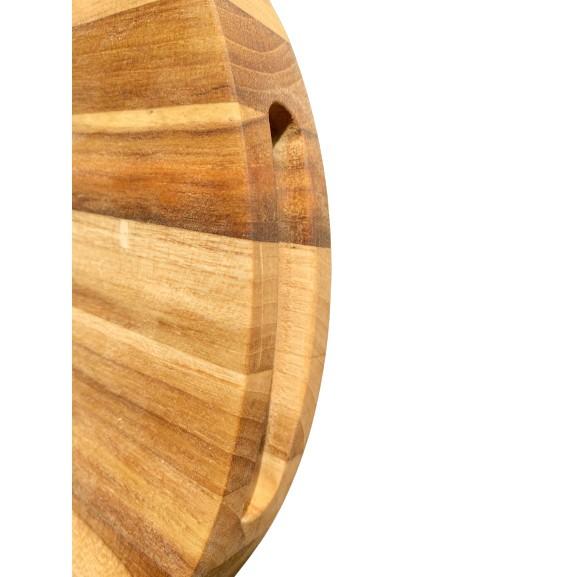 Thớt gỗ teak hình tròn có viền cầm R- 27 cm giá rẻ - Wood Cutting Boards Hàng Xuất Khẩu Châu Âu