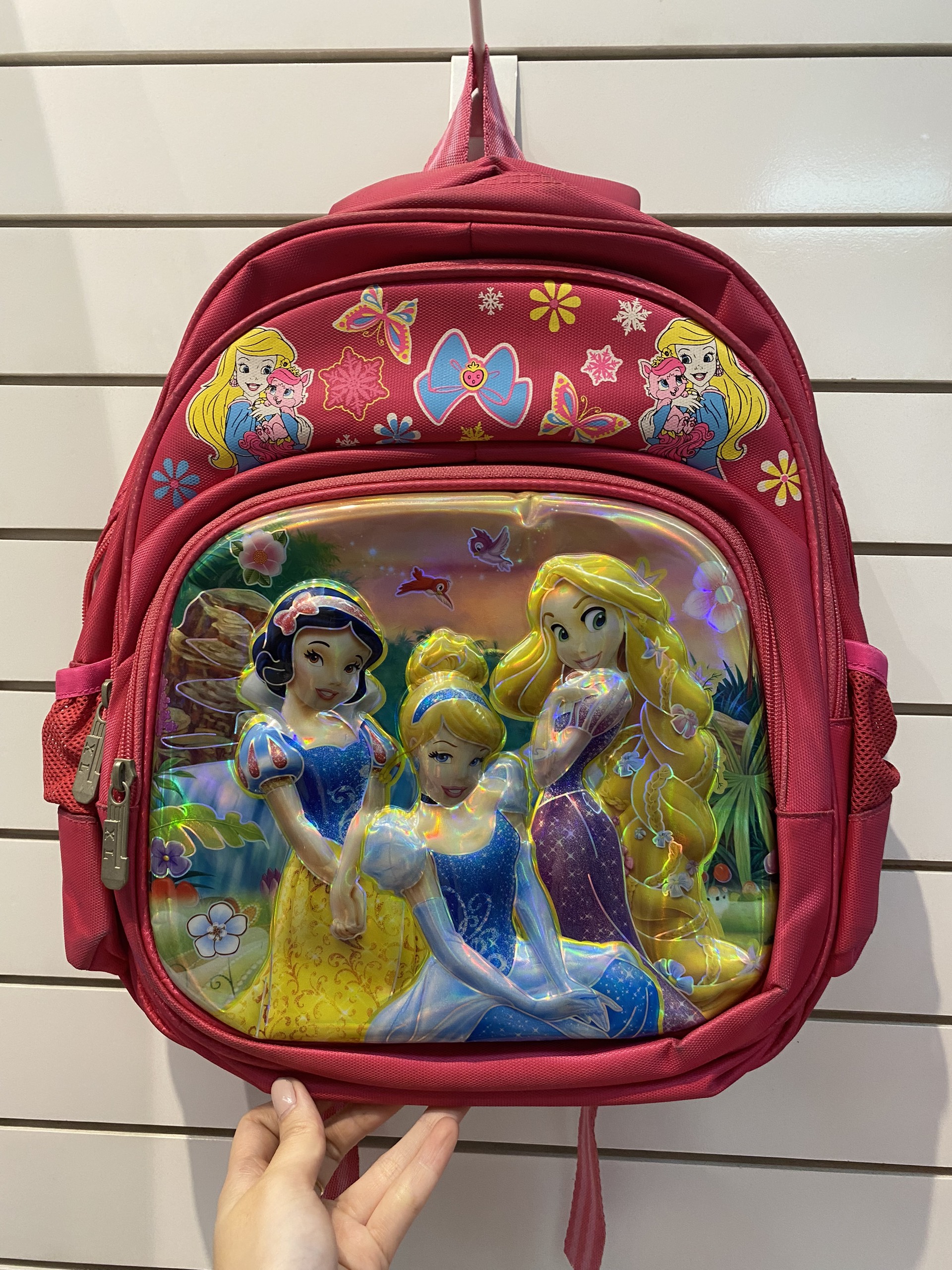 Balo 14'' 3 ngăn hình công chúa Princess nổi 3D màu hồng đậm siêu xinh cho bé gái - TP2512205