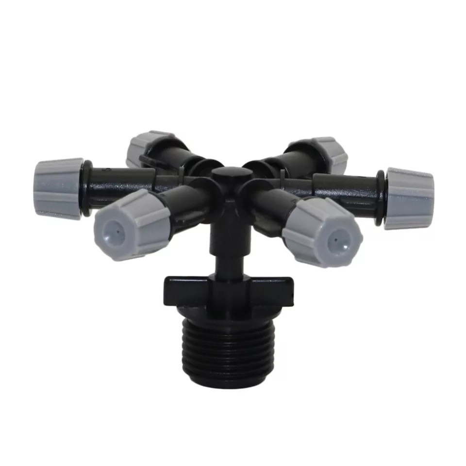Béc phun sương 6 hướng xám kèm chân ren 21mm- Bộ 5 cái