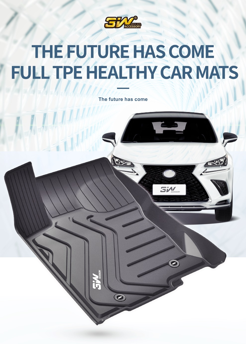 Thảm lót sàn xe ô tô LEXUS NEW ES 2018- Nhãn hiệu Macsim 3W chất liệu nhựa TPE đúc khuôn cao cấp - màu đen