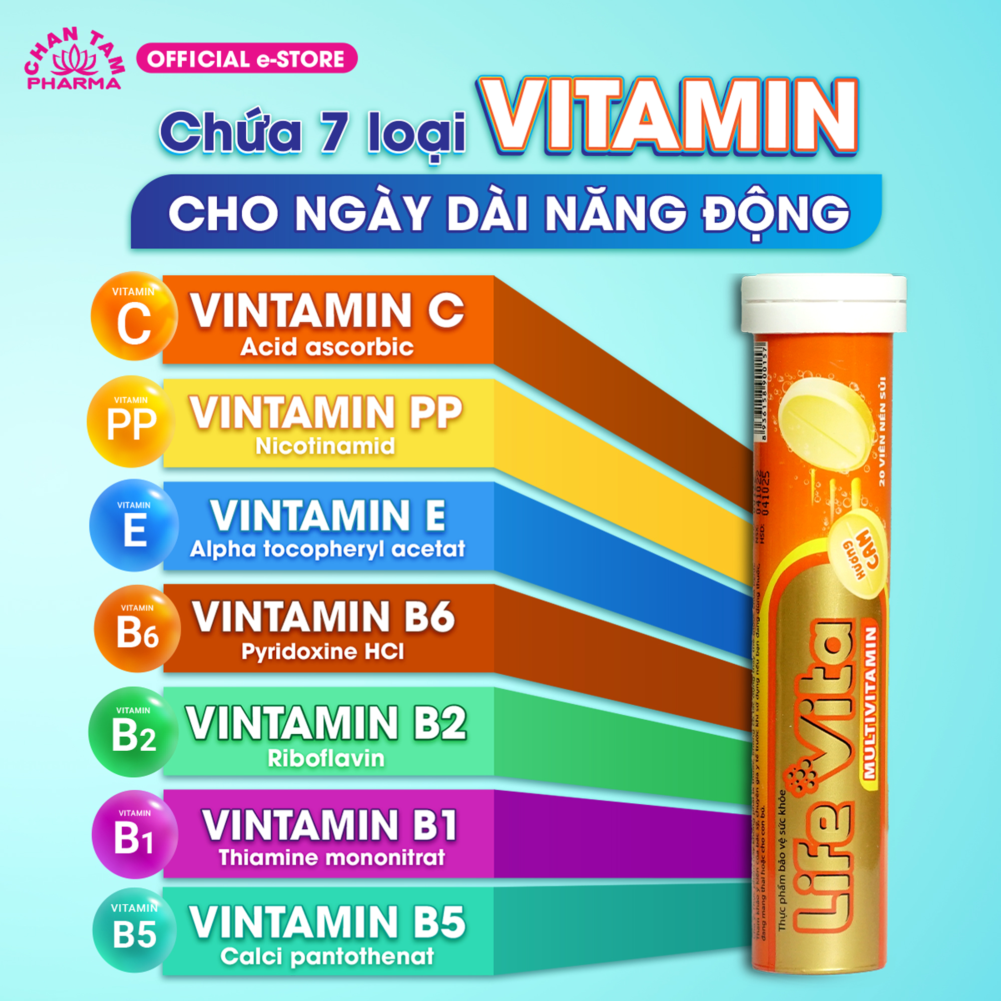 Viên sủi bổ sung vitamin, hỗ trợ tăng cường sức đề kháng, giảm mệt mỏi Life Vita Multivitamin