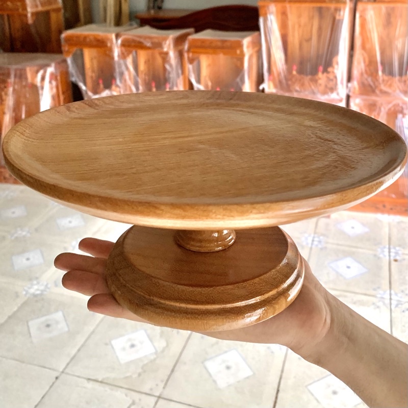 Mâm bồng bằng gỗ gõ,đĩa chưng hoa quả bàn thờ ngang 27 cm