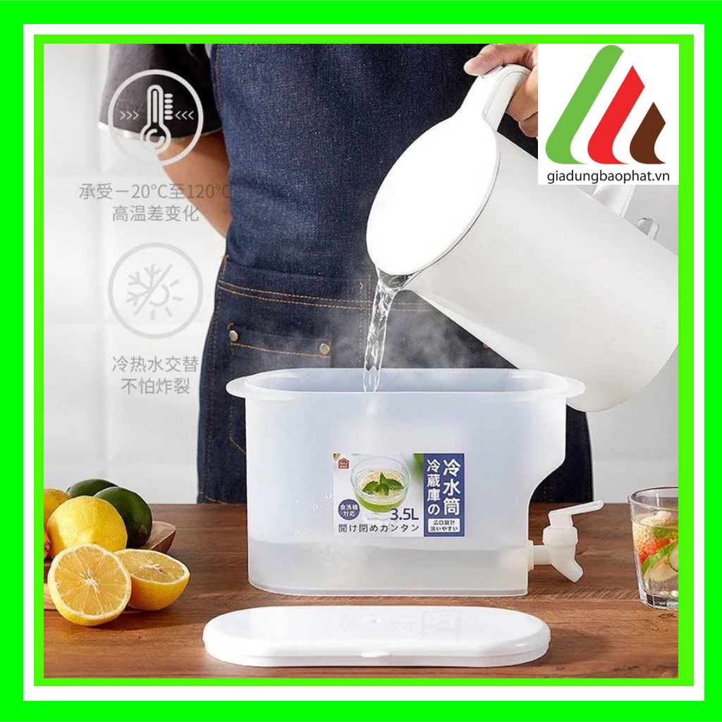 Bình nước nhựa 3.5 lít có vòi dùng trong tủ lạnh thiết kế thông minh chất liệu an toàn chịu nhiệt tốt