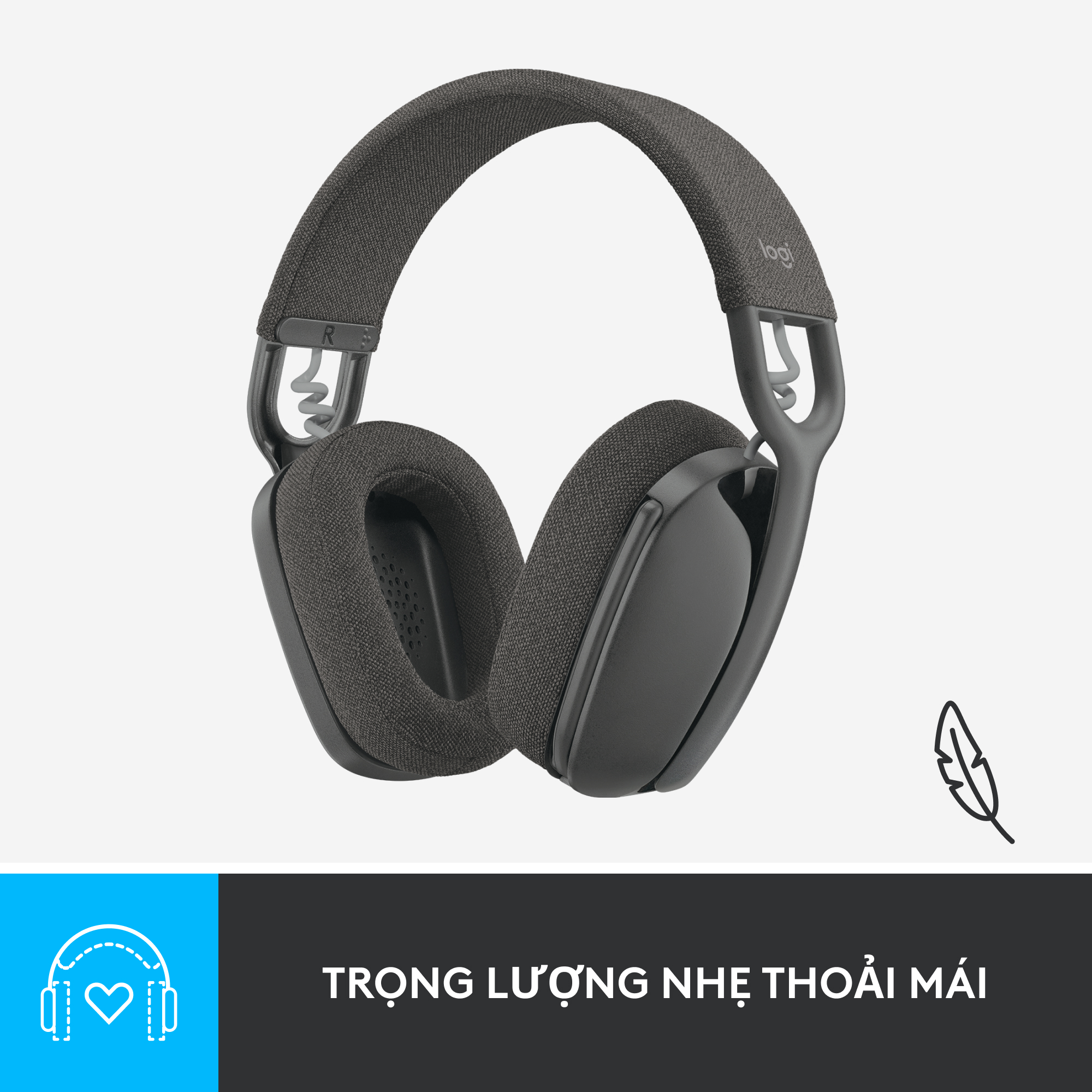 Tai nghe không dây Logitech Zone Vibe 100 nhẹ, với micrô khử tiếng ồn, Tai nghe Bluetooth Đa điểm Tiên tiến, Hoạt động với Teams, Google Meet, Zoom, Mac/PC - Hàng chính hãng