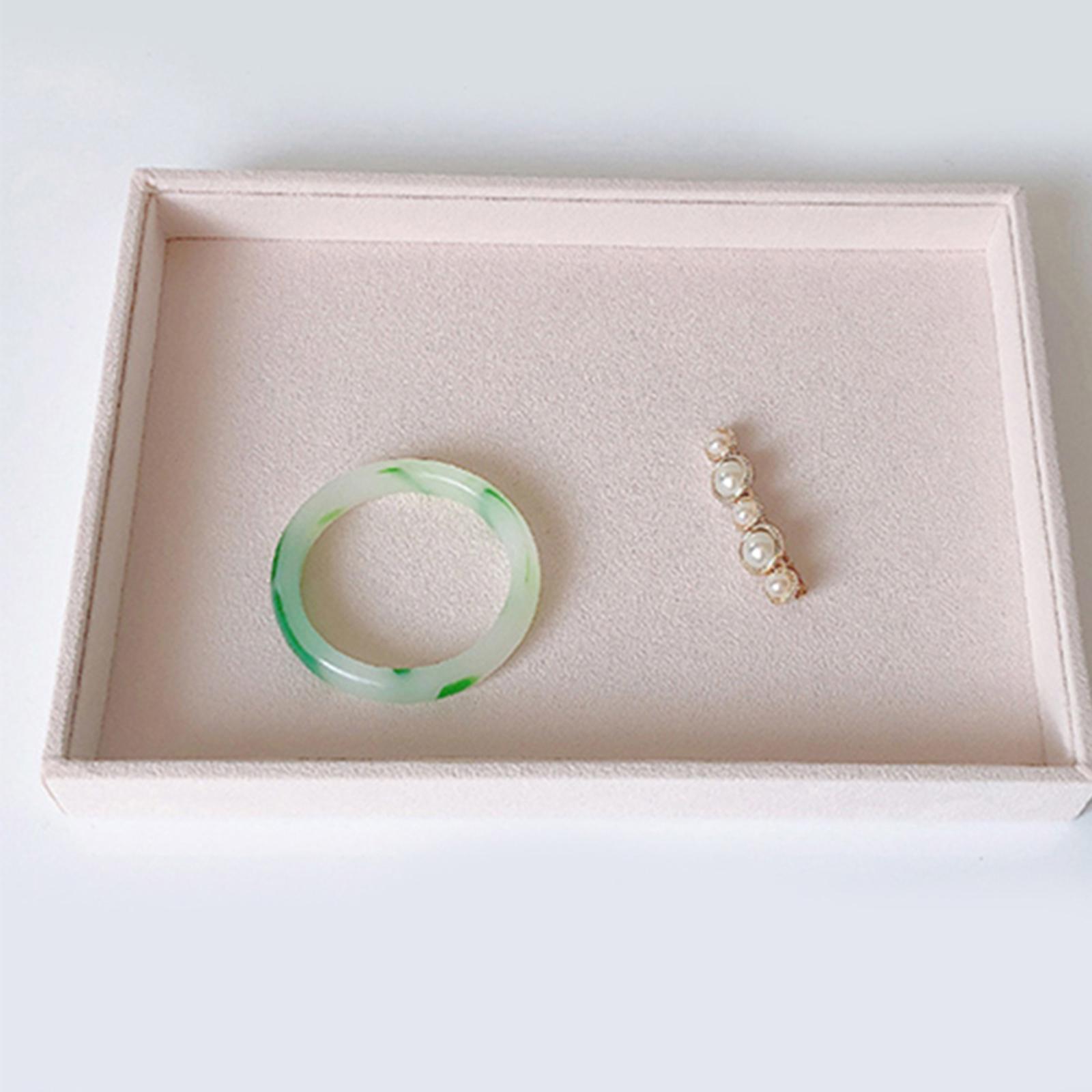Beige Velvet Jewelry Storage Tray Holder Earring Necklace Organizer