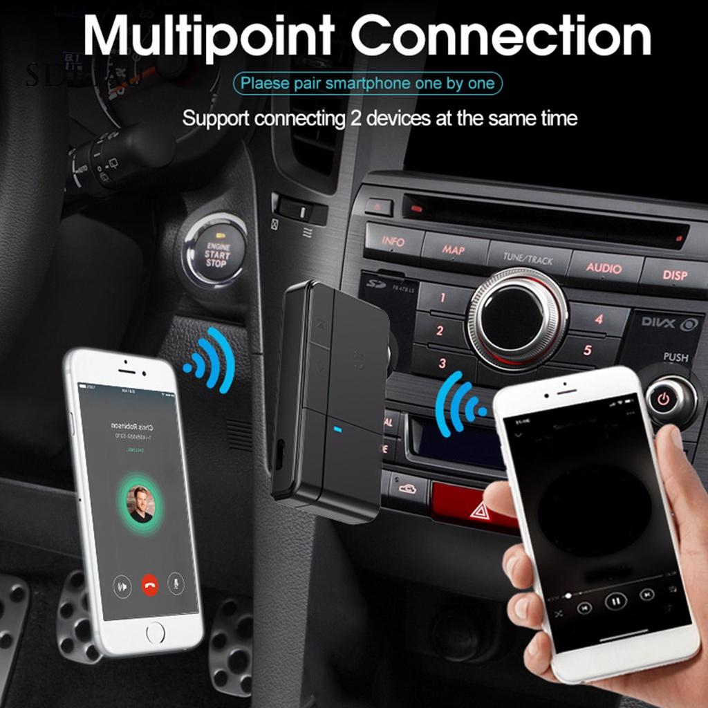 *QCDZ* J20 Bluetooth 5.0 Receiver Handfree 3.5mm Jack Portable AUX Audio Adapter for Car