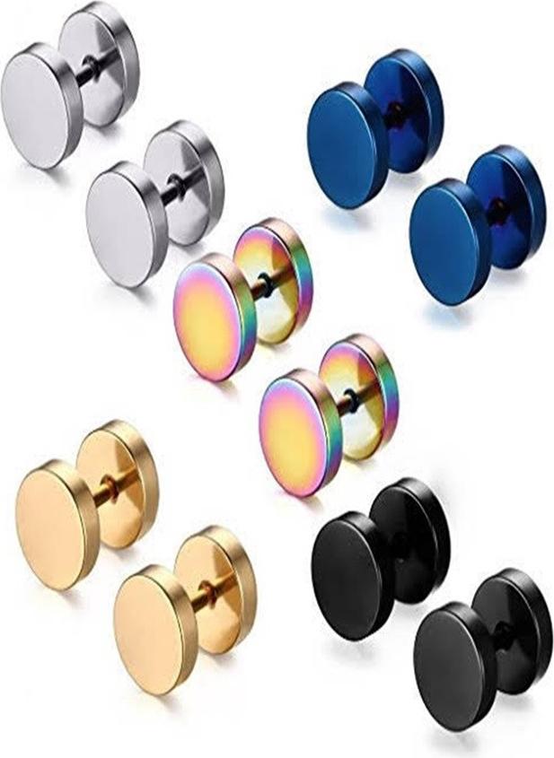 Bộ 2 chiếc bông tai tạ inox 7mm hàn quốc BT38