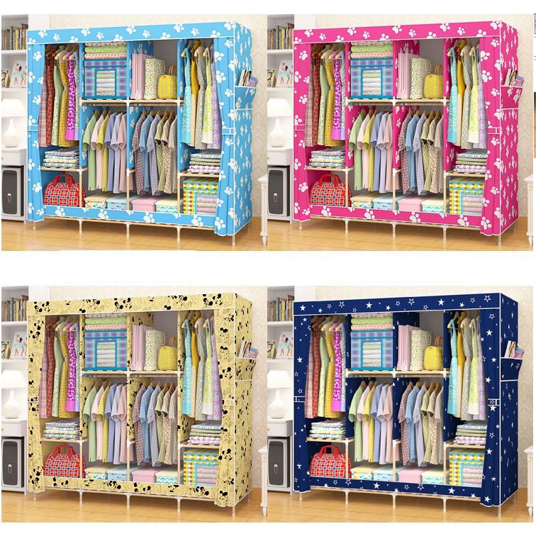 Tủ vải khung Gỗ 4 buồng cực lớn 170*170*45