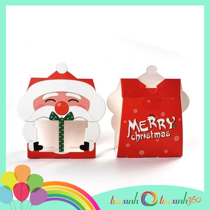 Set 5 hộp quà hình ông già Noel kèm túi