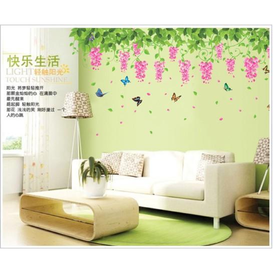 Decal trang trí dàn hoa treo tường xinh đẹp