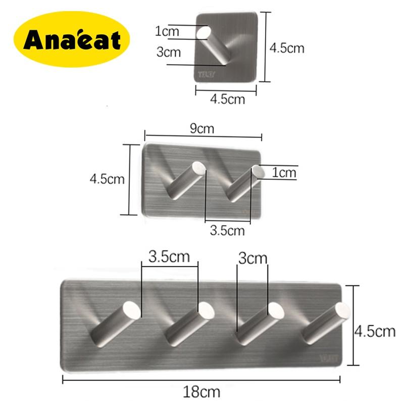 Móc treo đồ ANAEAT làm từ thép không gỉ thiết kế dán tường đa năng tiện dụng