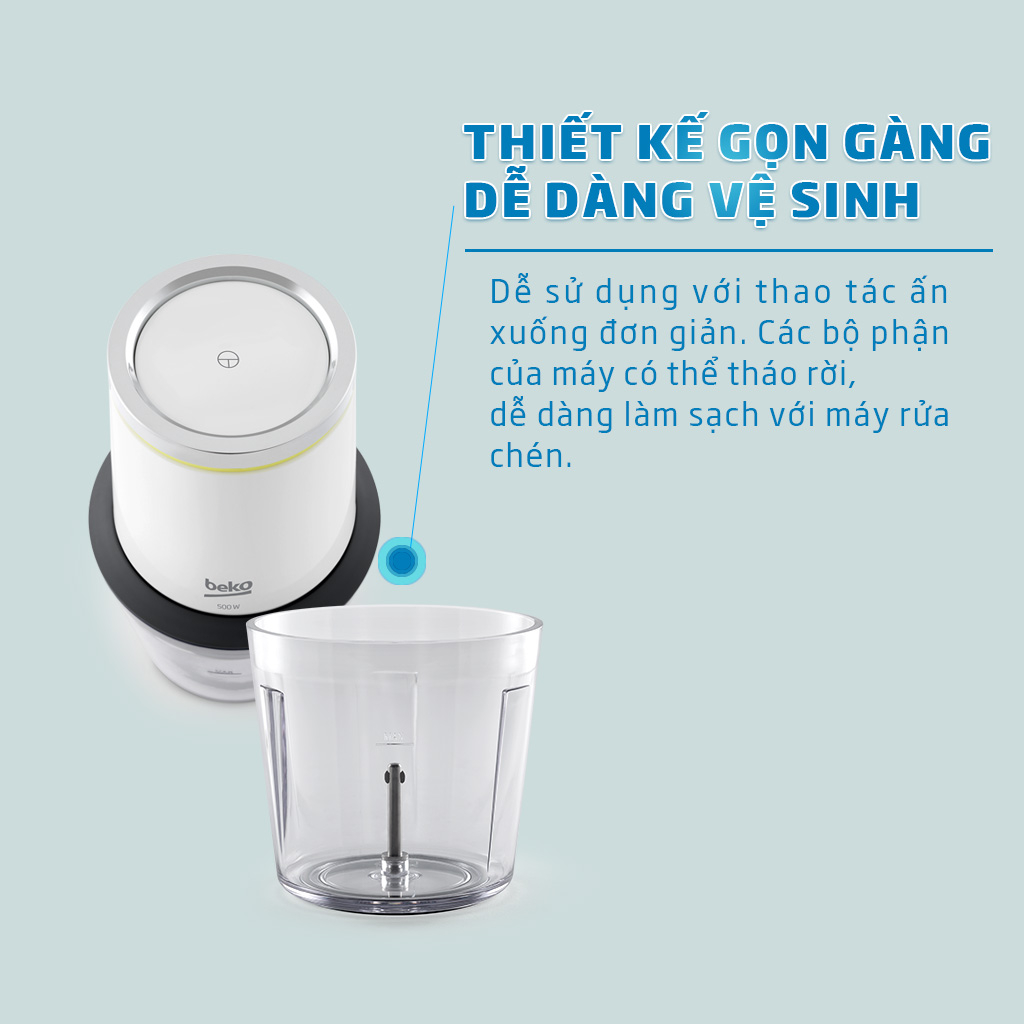 Máy Xay Thịt BEKO 0,5L Với 2 Lưỡi Dao Kép Chất Liệu INOX Cao Cấp, Dễ Dàng Vệ Sinh, An Toàn Cho Người Dùng - CHP7504W - Hàng Chính Hãng