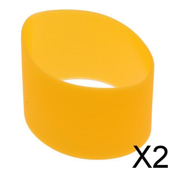 2xOutdoor Silicone Round Non-slip Water Bottle Mug Cup Sleeve Cover orange