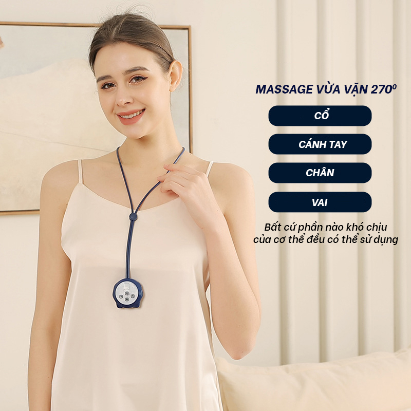 Dây Massage Cổ Xung Điện Đa Chức Năng, 5 Chế Độ 9 Mức Cường Độ, Nén Nóng, Giúp Thư Giãn, Giảm Đau Nhức Hiệu Quả