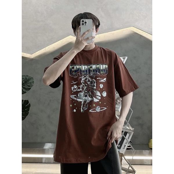 Áo thun cotton áo tay lỡ in hoạ tiết đỏ xanh ve chai EPIDEN