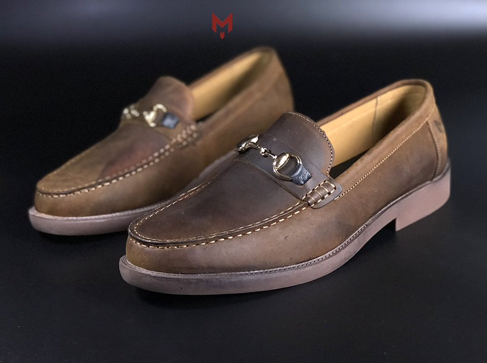 Giày tây nam công sở lười da bò cao cấp thời trang horsebit loafer mad